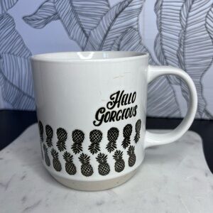 Opalhouse Hello Gorgeous Stoneware Mug with Golden Tone Pineapples